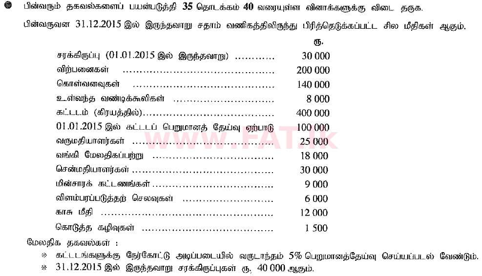 உள்ளூர் பாடத்திட்டம் : சாதாரண நிலை (சா/த) வர்த்தகக் கல்வி மற்றும் கணக்கியல் - 2016 டிசம்பர் - தாள்கள் I (புதிய பாடத்திட்டம்) (தமிழ் மொழிமூலம்) 37 1