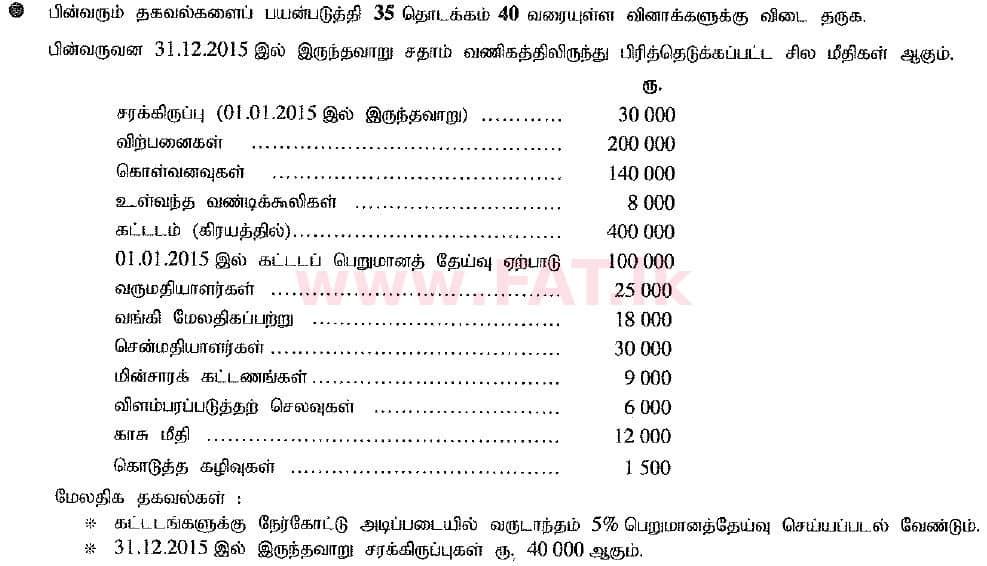 உள்ளூர் பாடத்திட்டம் : சாதாரண நிலை (சா/த) வர்த்தகக் கல்வி மற்றும் கணக்கியல் - 2016 டிசம்பர் - தாள்கள் I (புதிய பாடத்திட்டம்) (தமிழ் மொழிமூலம்) 38 1