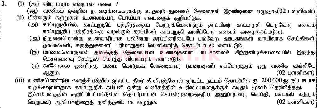 உள்ளூர் பாடத்திட்டம் : சாதாரண நிலை (சா/த) வர்த்தகக் கல்வி மற்றும் கணக்கியல் - 2016 டிசம்பர் - தாள்கள் II (புதிய பாடத்திட்டம்) (தமிழ் மொழிமூலம்) 3 1