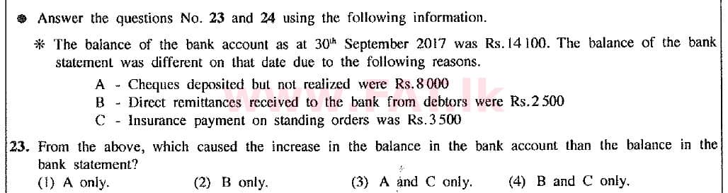 National Syllabus : Ordinary Level (O/L) Business and Accounting Studies - 2017 December - Paper I (New Syllabus) (English Medium) 23 1