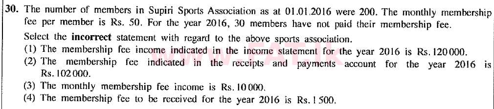 உள்ளூர் பாடத்திட்டம் : சாதாரண நிலை (சா/த) வர்த்தகக் கல்வி மற்றும் கணக்கியல் - 2017 டிசம்பர் - தாள்கள் I (புதிய பாடத்திட்டம்) (English மொழிமூலம்) 30 1