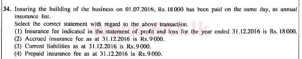 உள்ளூர் பாடத்திட்டம் : சாதாரண நிலை (சா/த) வர்த்தகக் கல்வி மற்றும் கணக்கியல் - 2017 டிசம்பர் - தாள்கள் I (புதிய பாடத்திட்டம்) (English மொழிமூலம்) 34 1