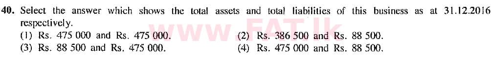 உள்ளூர் பாடத்திட்டம் : சாதாரண நிலை (சா/த) வர்த்தகக் கல்வி மற்றும் கணக்கியல் - 2017 டிசம்பர் - தாள்கள் I (புதிய பாடத்திட்டம்) (English மொழிமூலம்) 40 2