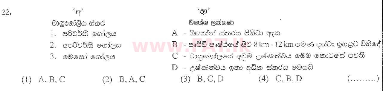National Syllabus : Ordinary Level (O/L) Geography - 2020 March - Paper I (සිංහල Medium) 22 2