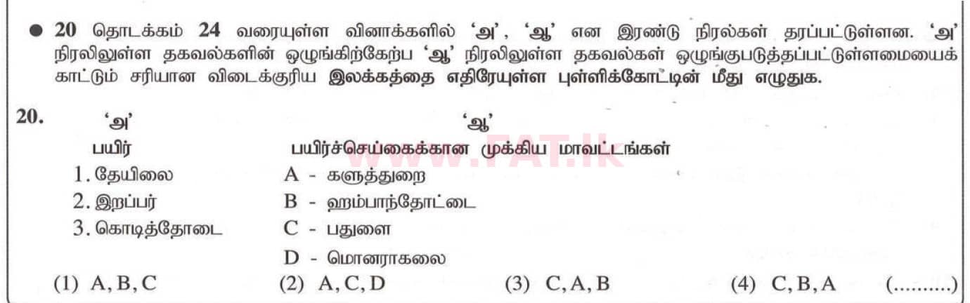 National Syllabus : Ordinary Level (O/L) Geography - 2020 March - Paper I (தமிழ் Medium) 20 1