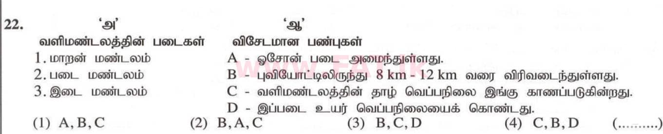 National Syllabus : Ordinary Level (O/L) Geography - 2020 March - Paper I (தமிழ் Medium) 22 1