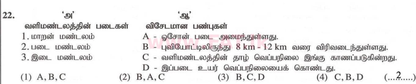 National Syllabus : Ordinary Level (O/L) Geography - 2020 March - Paper I (தமிழ் Medium) 22 5198
