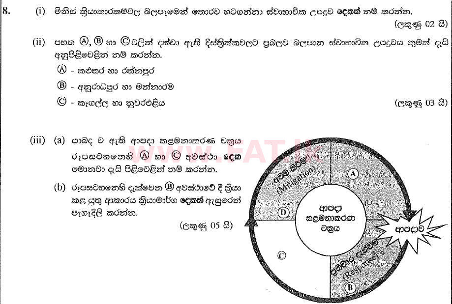 National Syllabus : Ordinary Level (O/L) Geography - 2019 December - Paper II (සිංහල Medium) 8 1
