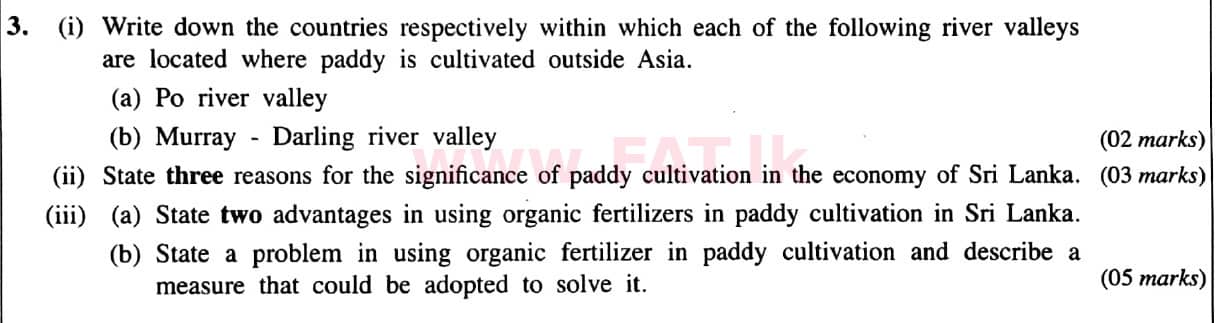 National Syllabus : Ordinary Level (O/L) Geography - 2021 March - Paper II (English Medium) 3 1