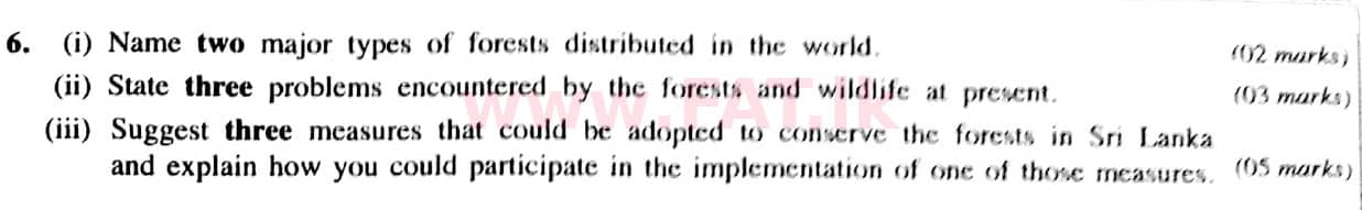 National Syllabus : Ordinary Level (O/L) Geography - 2021 March - Paper II (English Medium) 6 1