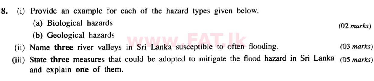 National Syllabus : Ordinary Level (O/L) Geography - 2021 March - Paper II (English Medium) 8 1