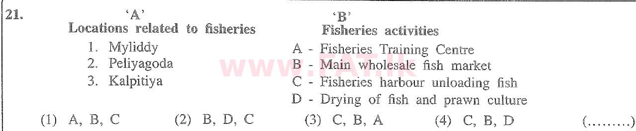 National Syllabus : Ordinary Level (O/L) Geography - 2020 March - Paper I (English Medium) 21 1