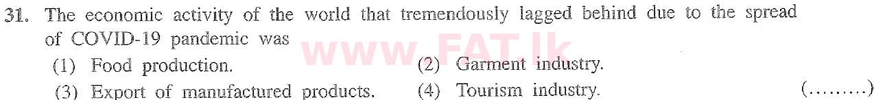 National Syllabus : Ordinary Level (O/L) Geography - 2020 March - Paper I (English Medium) 31 1