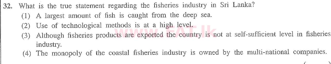 National Syllabus : Ordinary Level (O/L) Geography - 2020 March - Paper I (English Medium) 32 1