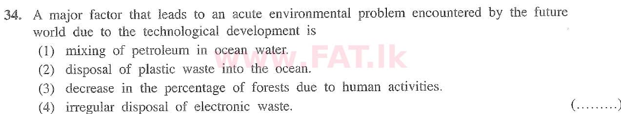 National Syllabus : Ordinary Level (O/L) Geography - 2020 March - Paper I (English Medium) 34 1