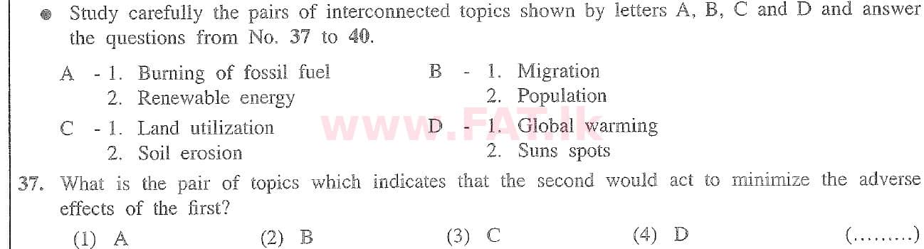 National Syllabus : Ordinary Level (O/L) Geography - 2020 March - Paper I (English Medium) 37 1