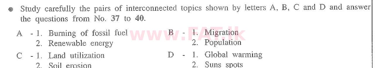 National Syllabus : Ordinary Level (O/L) Geography - 2020 March - Paper I (English Medium) 40 1