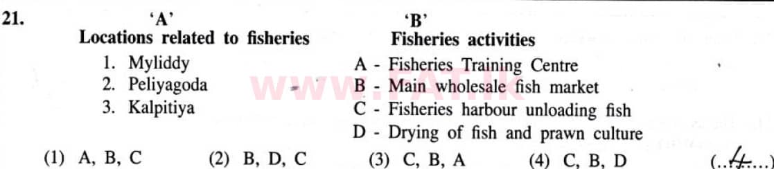 National Syllabus : Ordinary Level (O/L) Geography - 2020 March - Paper I (English Medium) 21 5849