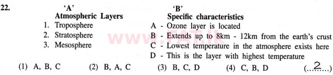 National Syllabus : Ordinary Level (O/L) Geography - 2020 March - Paper I (English Medium) 22 5850