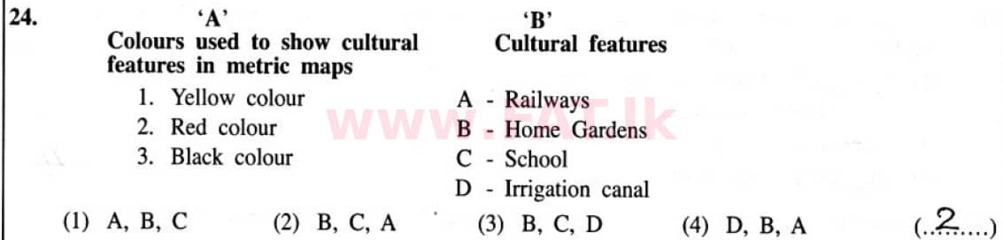 National Syllabus : Ordinary Level (O/L) Geography - 2020 March - Paper I (English Medium) 24 5852