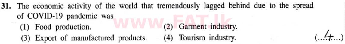 National Syllabus : Ordinary Level (O/L) Geography - 2020 March - Paper I (English Medium) 31 5859