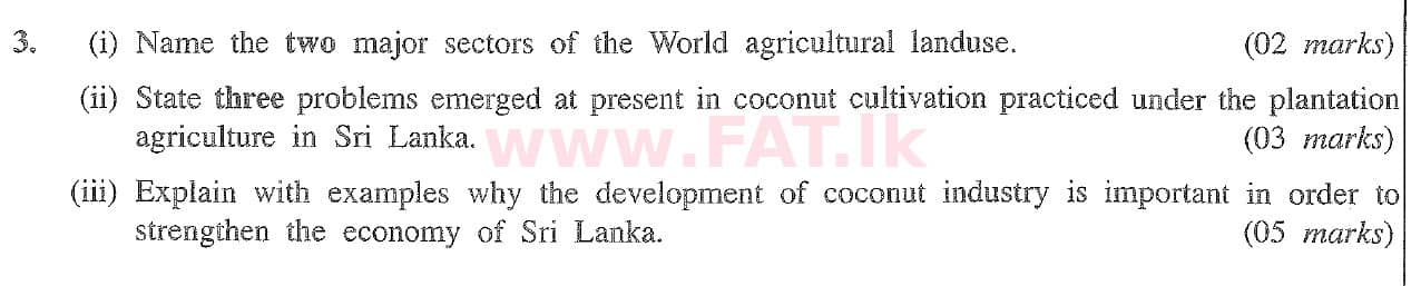 National Syllabus : Ordinary Level (O/L) Geography - 2020 March - Paper II (English Medium) 3 1