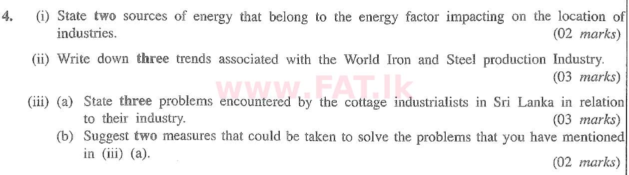 National Syllabus : Ordinary Level (O/L) Geography - 2020 March - Paper II (English Medium) 4 1