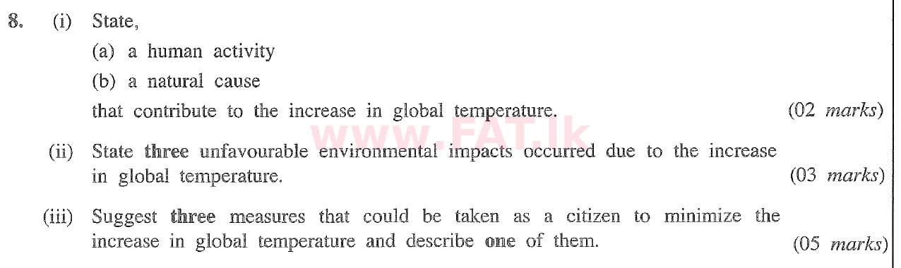 National Syllabus : Ordinary Level (O/L) Geography - 2020 March - Paper II (English Medium) 8 1