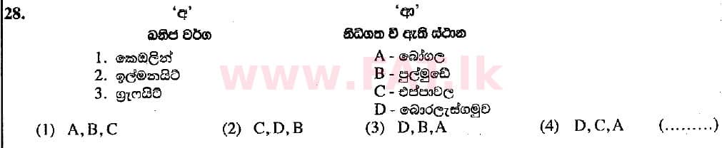 දේශීය විෂය නිර්දේශය : සාමාන්‍ය පෙළ (O/L) භූගෝල විද්‍යාව - 2018 දෙසැම්බර් - ප්‍රශ්න පත්‍රය I (සිංහල මාධ්‍යය) 28 2