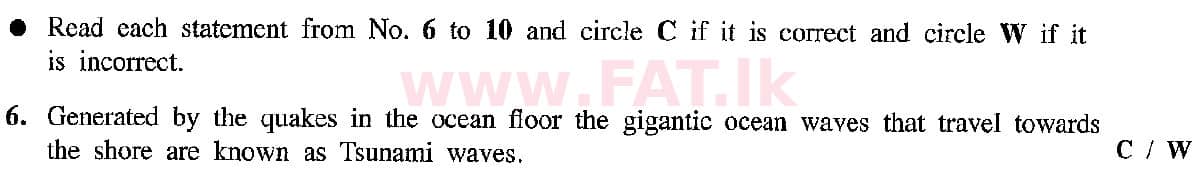 දේශීය විෂය නිර්දේශය : සාමාන්‍ය පෙළ (O/L) භූගෝල විද්‍යාව - 2019 දෙසැම්බර් - ප්‍රශ්න පත්‍රය I (English මාධ්‍යය) 6 1