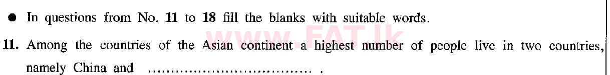 දේශීය විෂය නිර්දේශය : සාමාන්‍ය පෙළ (O/L) භූගෝල විද්‍යාව - 2019 දෙසැම්බර් - ප්‍රශ්න පත්‍රය I (English මාධ්‍යය) 11 1