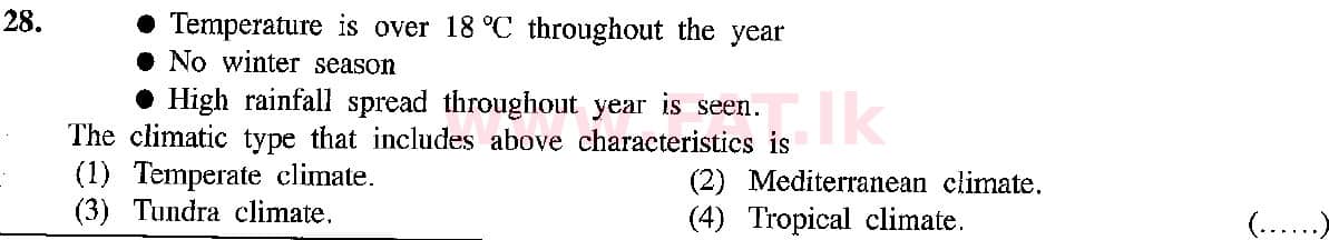 දේශීය විෂය නිර්දේශය : සාමාන්‍ය පෙළ (O/L) භූගෝල විද්‍යාව - 2019 දෙසැම්බර් - ප්‍රශ්න පත්‍රය I (English මාධ්‍යය) 28 1