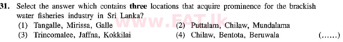 දේශීය විෂය නිර්දේශය : සාමාන්‍ය පෙළ (O/L) භූගෝල විද්‍යාව - 2019 දෙසැම්බර් - ප්‍රශ්න පත්‍රය I (English මාධ්‍යය) 31 1