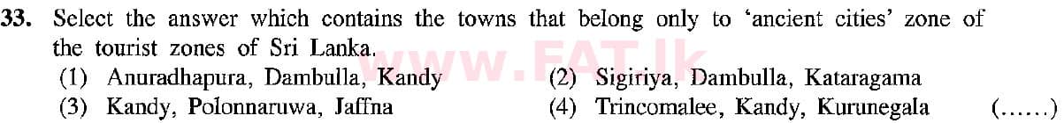 දේශීය විෂය නිර්දේශය : සාමාන්‍ය පෙළ (O/L) භූගෝල විද්‍යාව - 2019 දෙසැම්බර් - ප්‍රශ්න පත්‍රය I (English මාධ්‍යය) 33 1