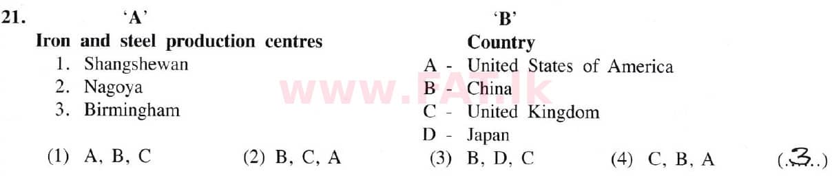 දේශීය විෂය නිර්දේශය : සාමාන්‍ය පෙළ (O/L) භූගෝල විද්‍යාව - 2019 දෙසැම්බර් - ප්‍රශ්න පත්‍රය I (English මාධ්‍යය) 21 5945