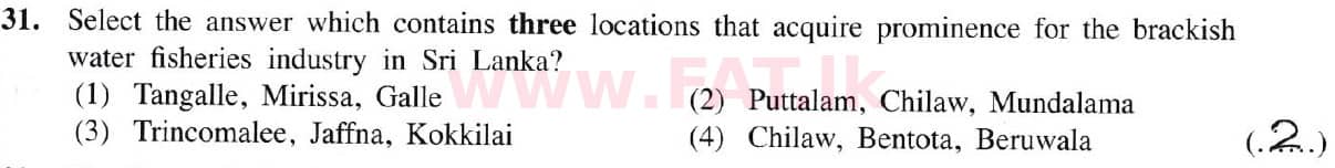දේශීය විෂය නිර්දේශය : සාමාන්‍ය පෙළ (O/L) භූගෝල විද්‍යාව - 2019 දෙසැම්බර් - ප්‍රශ්න පත්‍රය I (English මාධ්‍යය) 31 5955