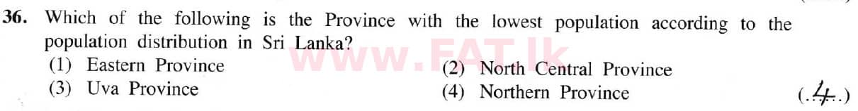 දේශීය විෂය නිර්දේශය : සාමාන්‍ය පෙළ (O/L) භූගෝල විද්‍යාව - 2019 දෙසැම්බර් - ප්‍රශ්න පත්‍රය I (English මාධ්‍යය) 36 5960