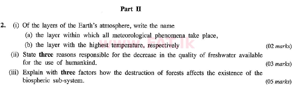 National Syllabus : Ordinary Level (O/L) Geography - 2019 December - Paper II (English Medium) 2 1