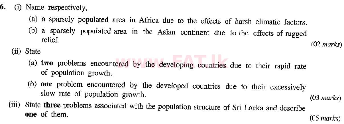 National Syllabus : Ordinary Level (O/L) Geography - 2019 December - Paper II (English Medium) 6 1