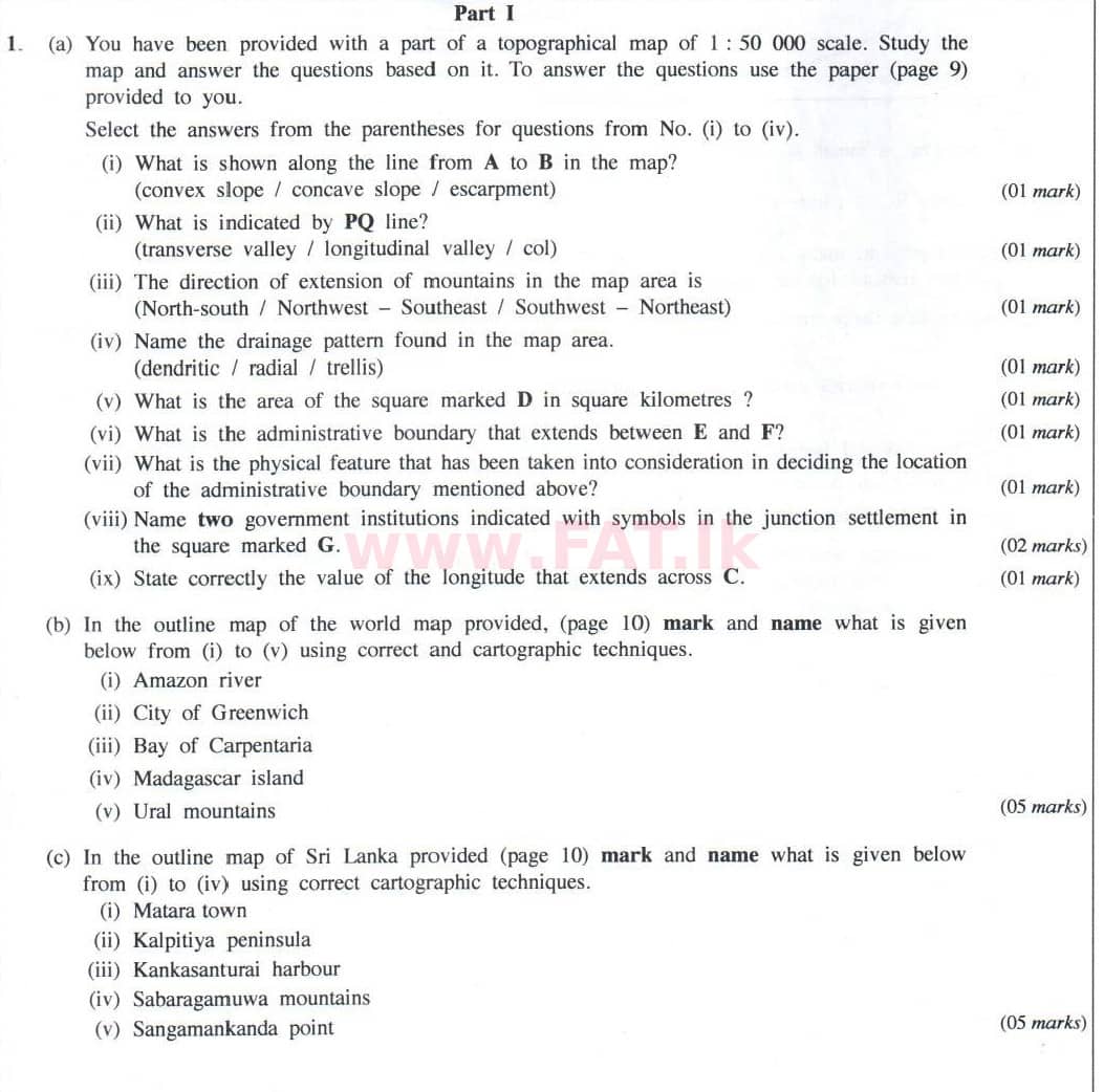 දේශීය විෂය නිර්දේශය : සාමාන්‍ය පෙළ (O/L) භූගෝල විද්‍යාව - 2014 දෙසැම්බර් - ප්‍රශ්න පත්‍රය II (English මාධ්‍යය) 1 1