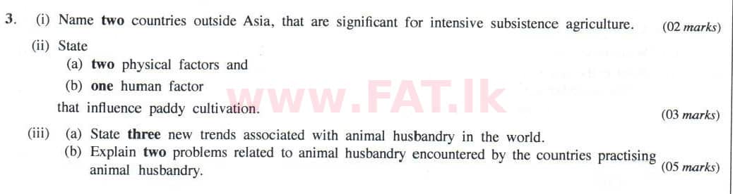 National Syllabus : Ordinary Level (O/L) Geography - 2014 December - Paper II (English Medium) 3 1