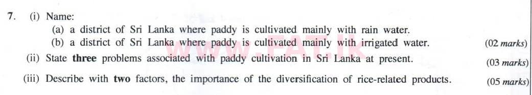 National Syllabus : Ordinary Level (O/L) Geography - 2014 December - Paper II (English Medium) 7 1