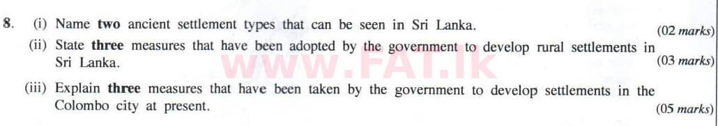 National Syllabus : Ordinary Level (O/L) Geography - 2014 December - Paper II (English Medium) 8 1