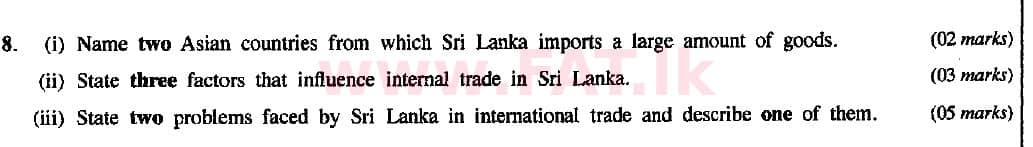 National Syllabus : Ordinary Level (O/L) Geography - 2015 December - Paper II (English Medium) 8 1
