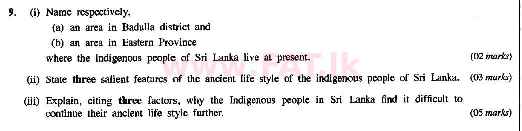 National Syllabus : Ordinary Level (O/L) Geography - 2015 December - Paper II (English Medium) 9 1