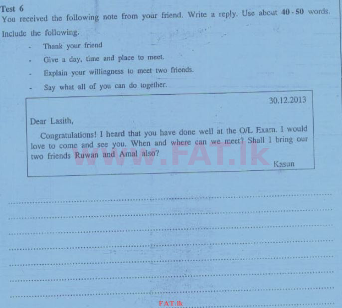 National Syllabus : Ordinary Level (O/L) English Language - 2013 December - Paper I (English Medium) 6 1