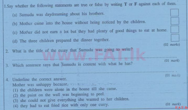 உள்ளூர் பாடத்திட்டம் : சாதாரண நிலை (சா/த) ஆங்கிலம் - 2013 டிசம்பர் - தாள்கள் II (English மொழிமூலம்) 7 2