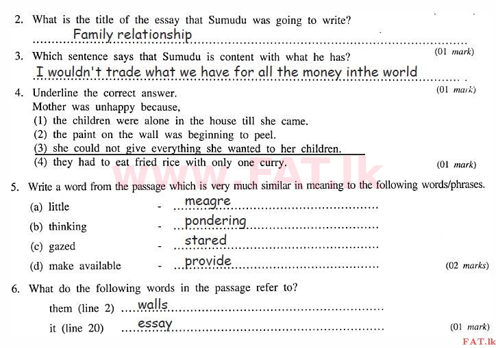 National Syllabus : Ordinary Level (O/L) English Language - 2013 December - Paper II (English Medium) 7 642