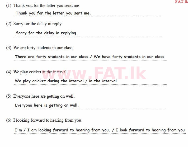 National Syllabus : Ordinary Level (O/L) English Language - 2014 December - Paper II (English Medium) 1 716