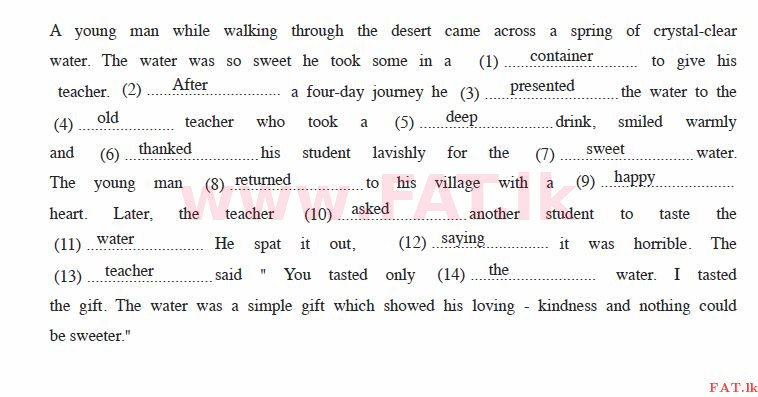 National Syllabus : Ordinary Level (O/L) English Language - 2014 December - Paper II (English Medium) 5 720